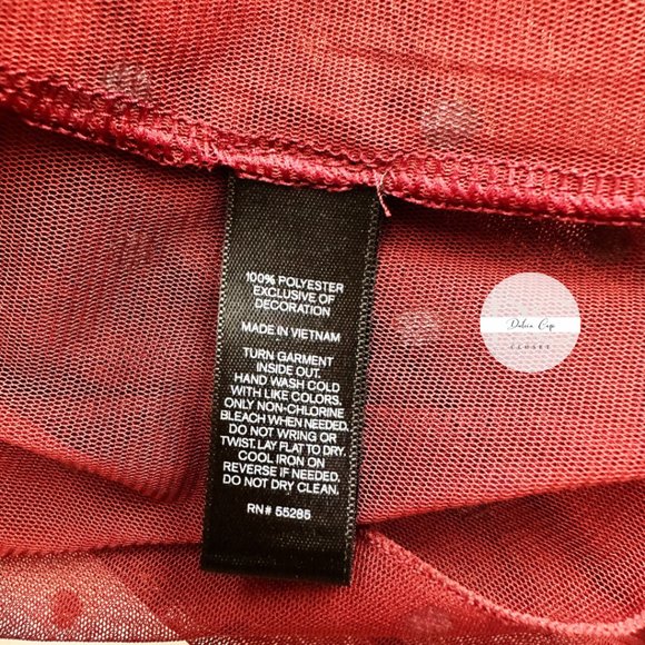 EXPRESS Polka Dot Mesh Top In Burgundy Size S - Picture 10 of 10